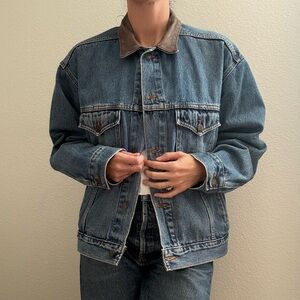 Vintage 1990s Marlboro Country Store Denim Jacket with Leather Collar